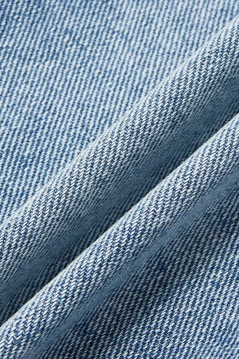 Ripped Mid Waist Straight Leg Capri Jeans