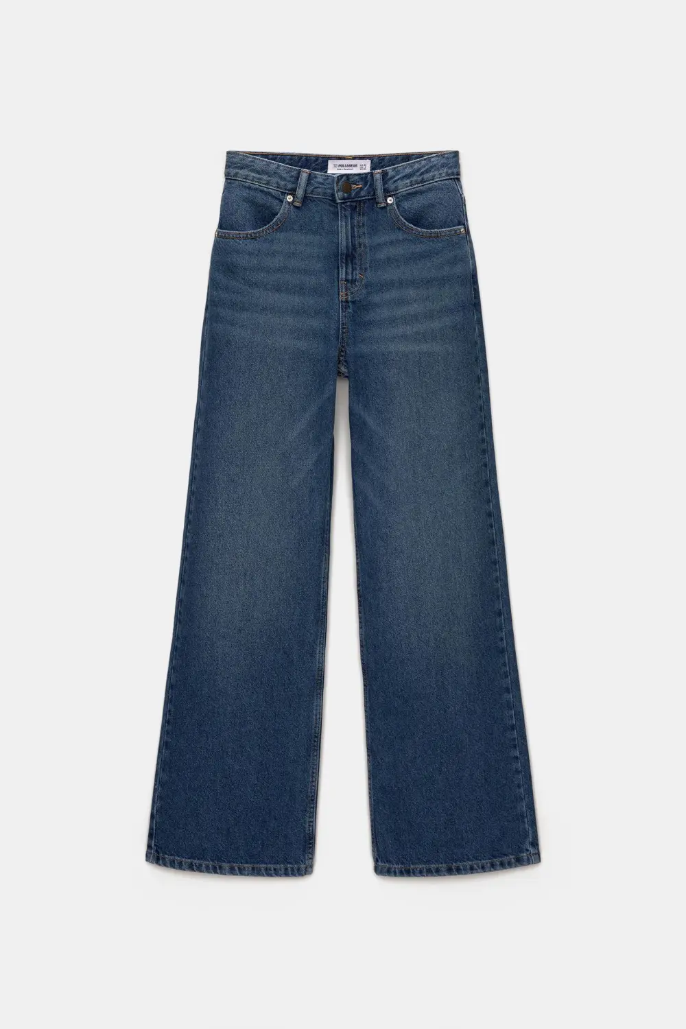 Jeans wide leg tiro alto