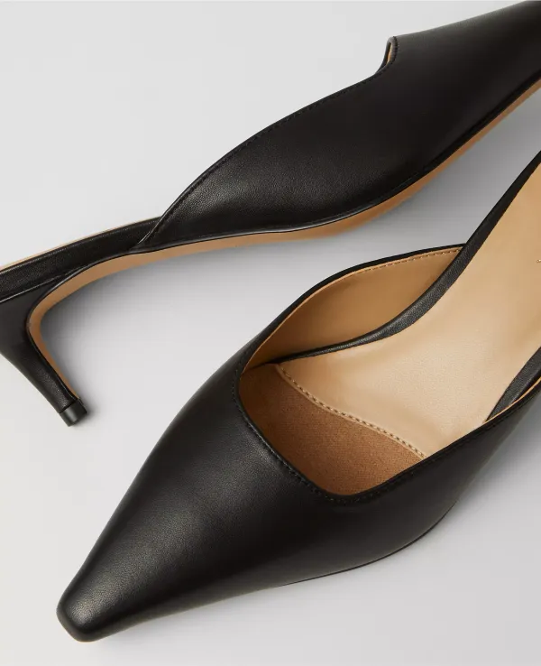 Leather Kitten Heel Mule Pumps