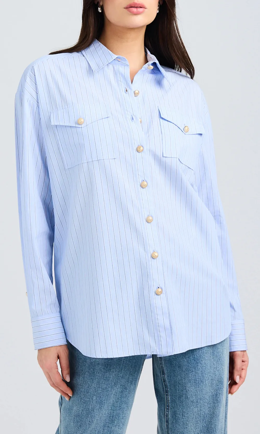 Michelle Pinstripe Poplin Shirt