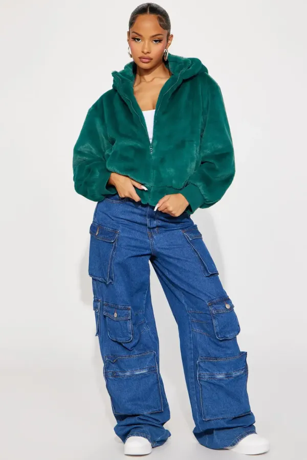 Warm Cuddles Faux Fur Jacket - Emerald
