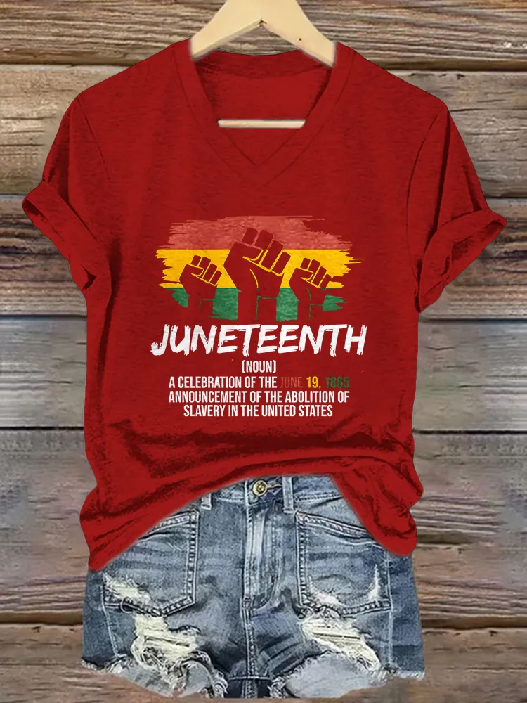 Women'S Juneteenth V-Neck Short-Sleeved T-Shirt
