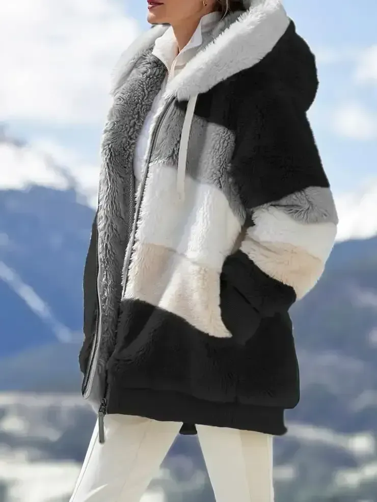 WINTER HOODED PATCHWORK JACKET