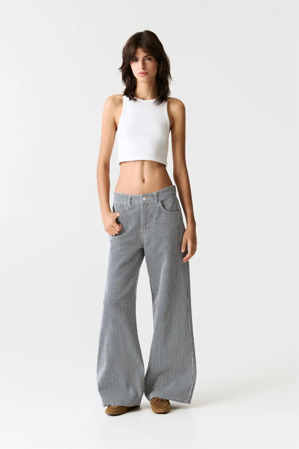 Jeans wide leg rayas