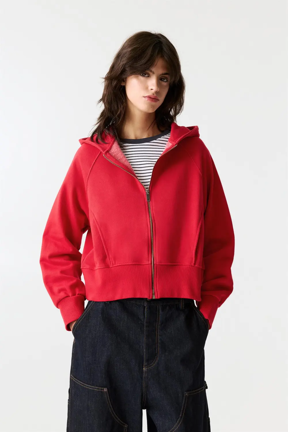 Sudadera cremallera capucha rib