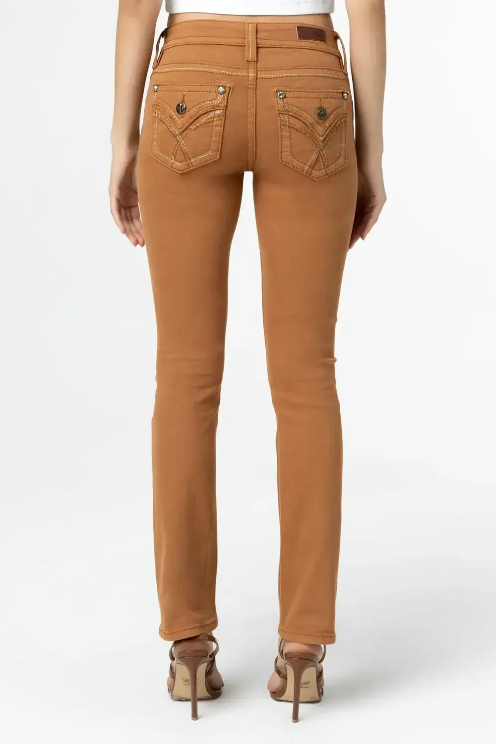 Camel Cross Stitch Straight Jeans