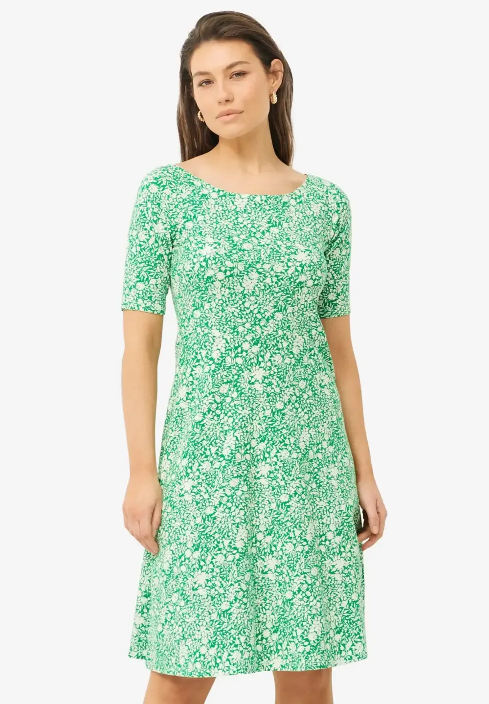 Short Sleeve Fit & Flare Knit Dress