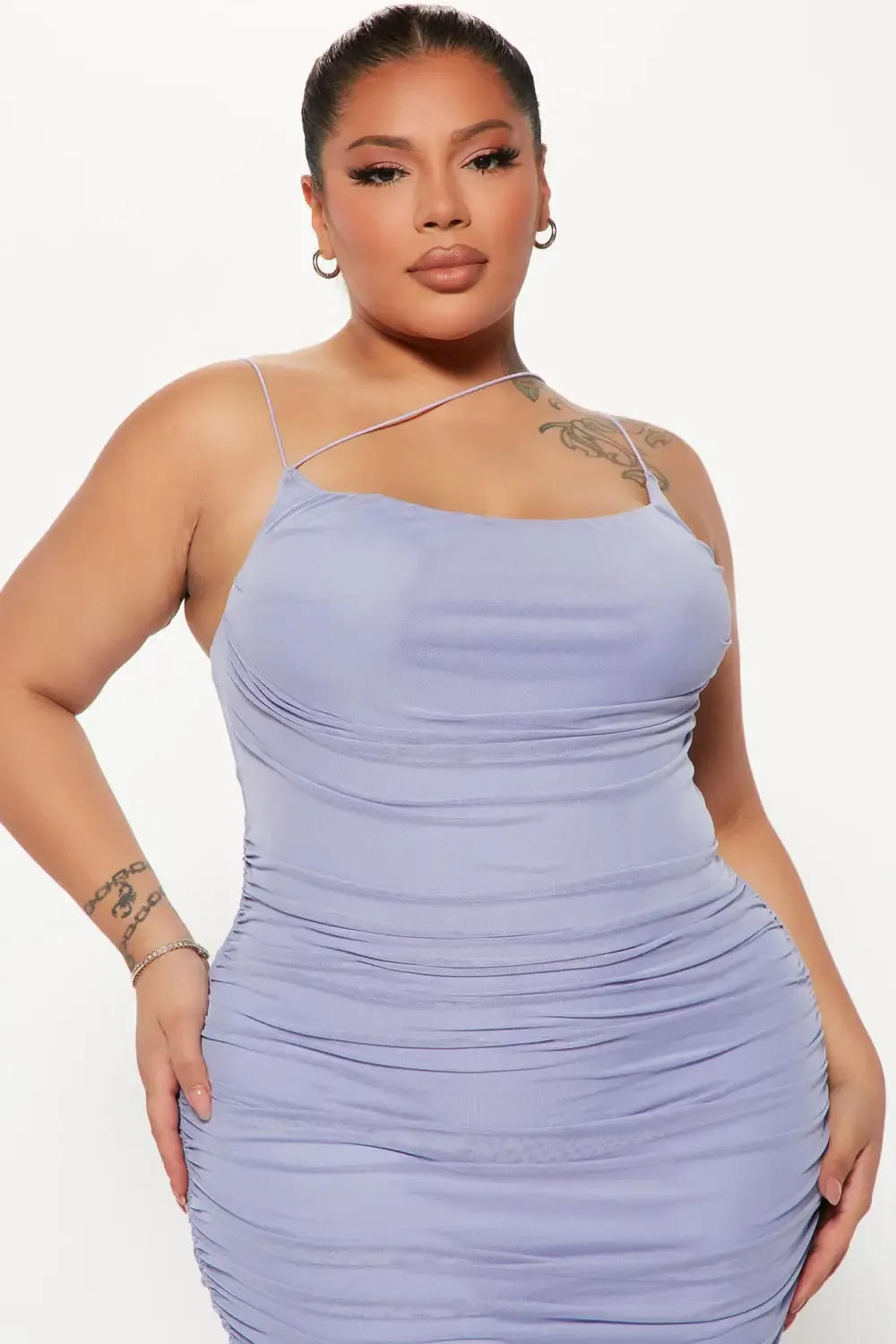 Show Off Mesh Midi Dress - Purple