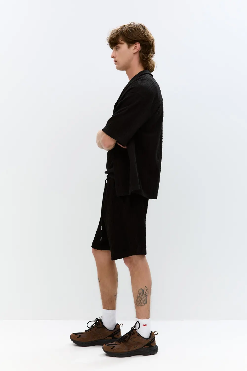 Waffle-knit Bermuda sweatpant shorts