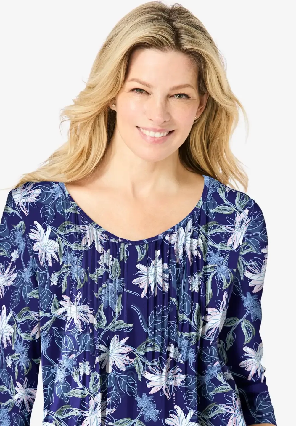 V-Neck Pintucked Tunic