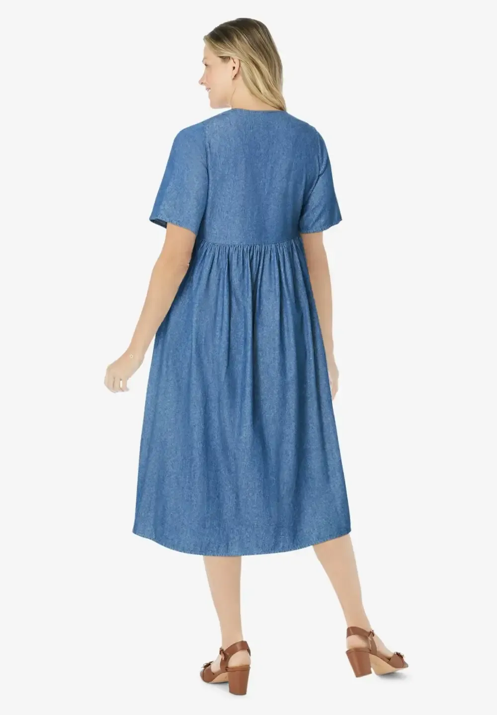 Short-Sleeve Denim Dress