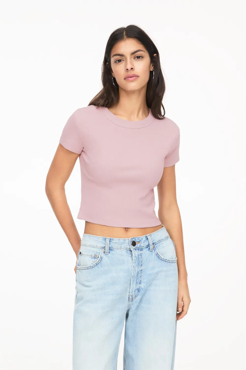Camiseta cropped canalé