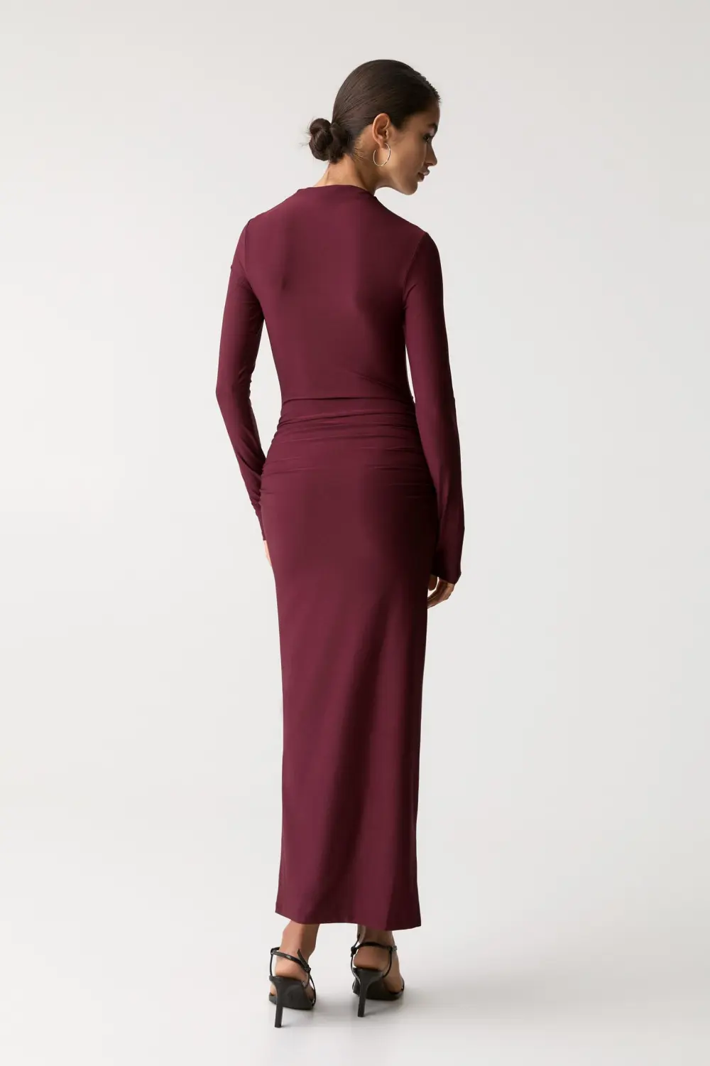 Vestido midi frunces