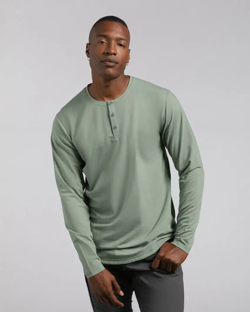 Henley Drop-Cut Long Sleeve: Lux