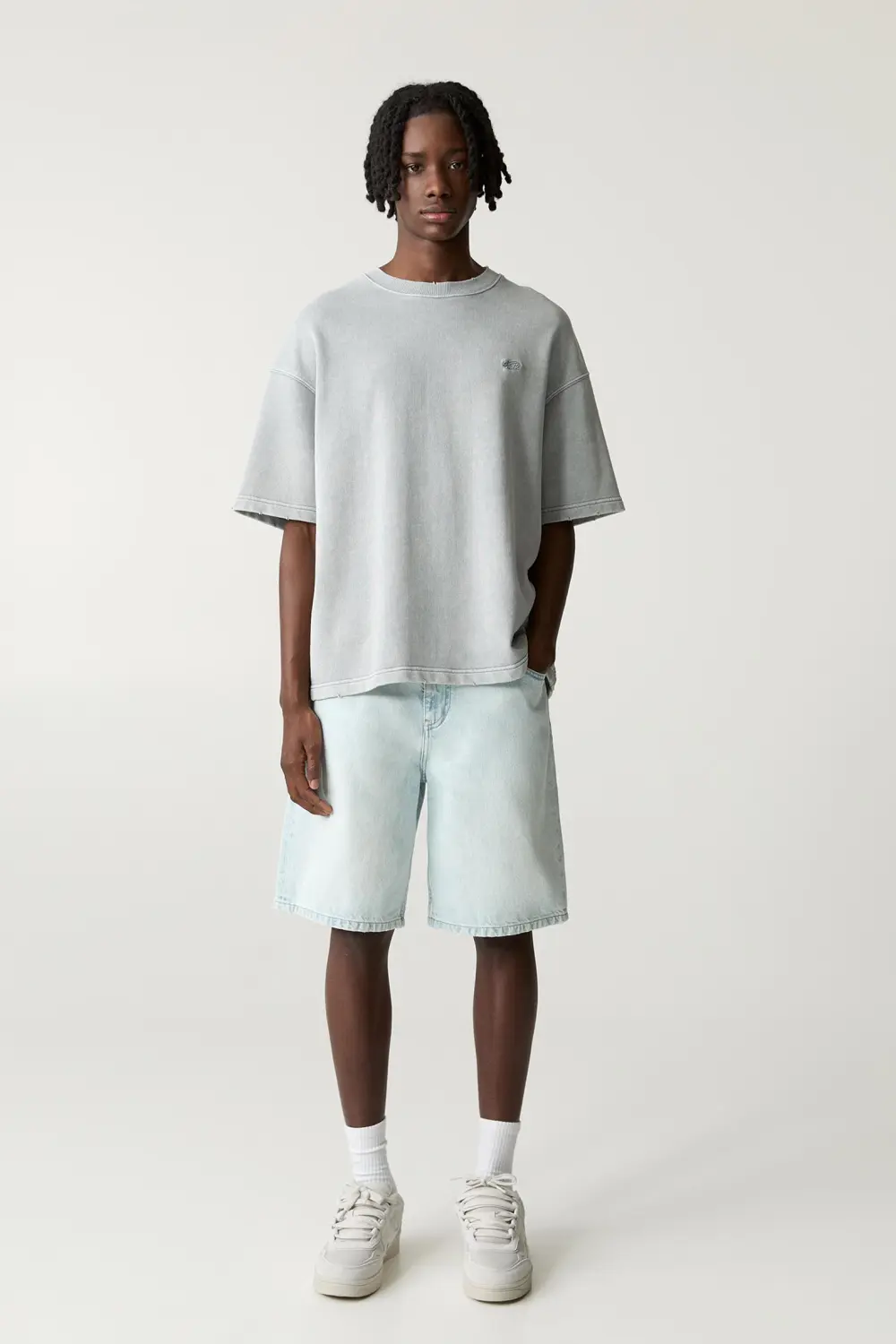 Baggy denim Bermuda shorts