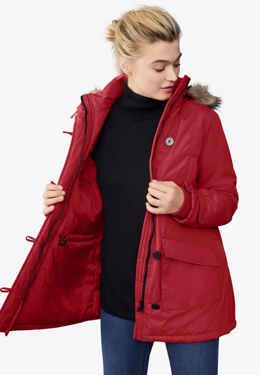Faux Fur Trim Parka