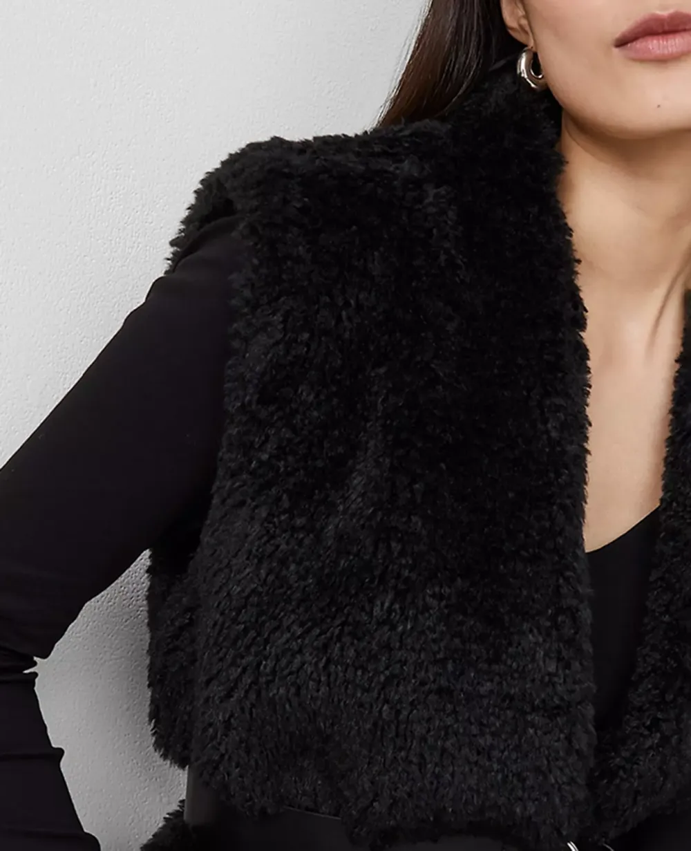 Petite Faux Fur Belted Vest