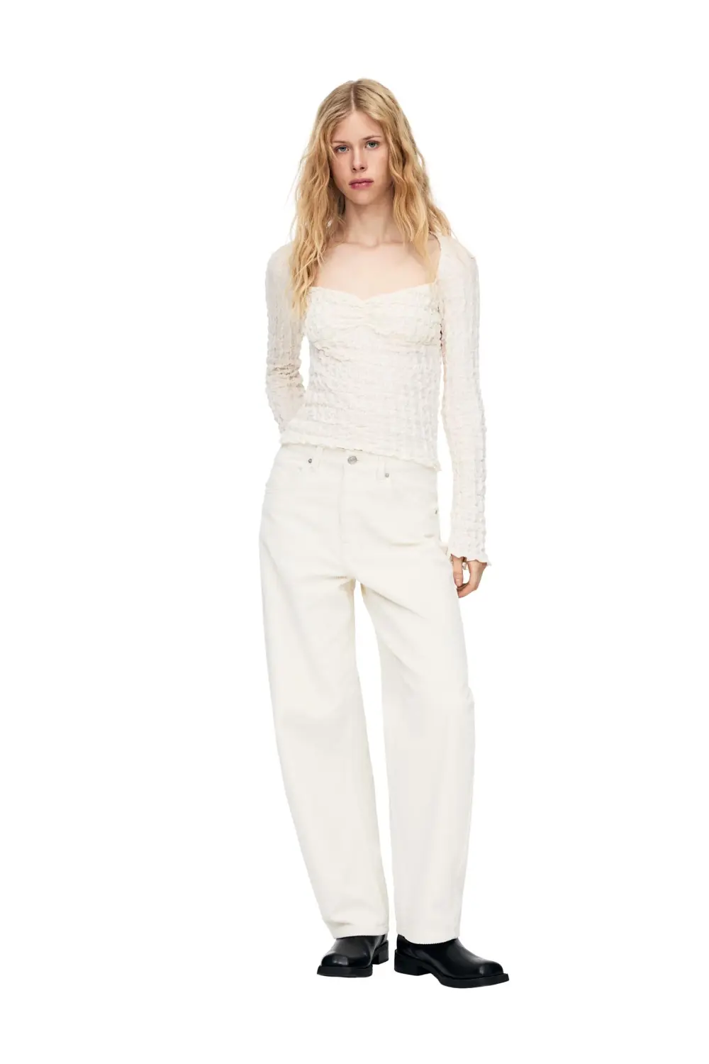 Textured corsetry-inspired top