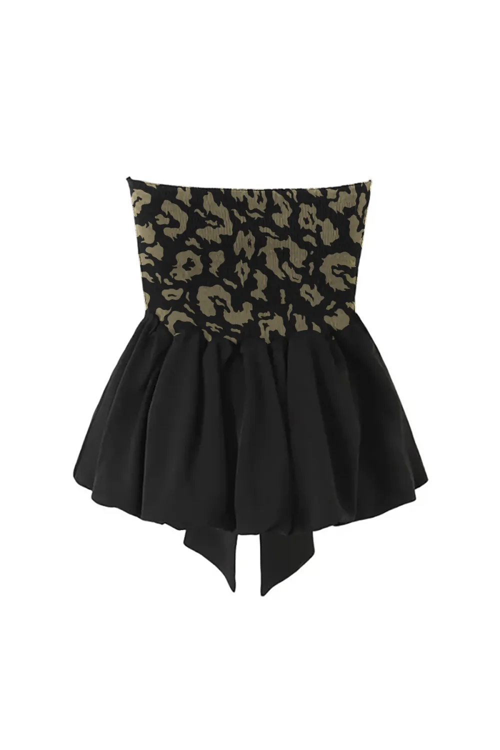 Cute Sweetheart Neck Draped Knot Ruched Smocked Peplum Strapless Top