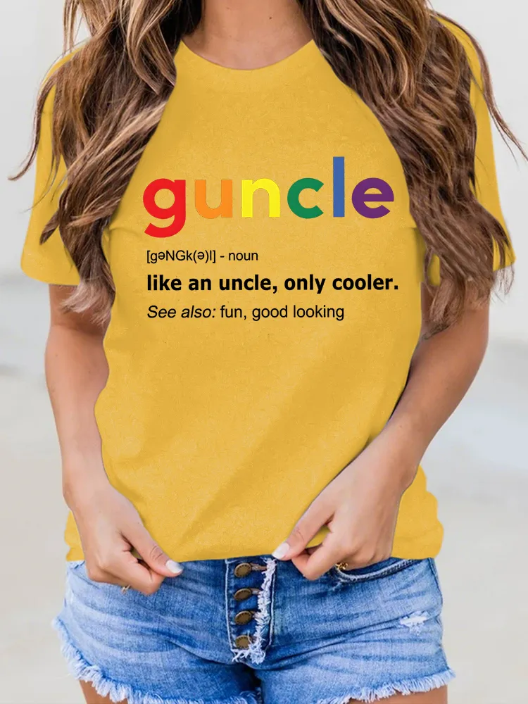 Women'S Guncle Round-Neck Short-Sleeved T-Shirt