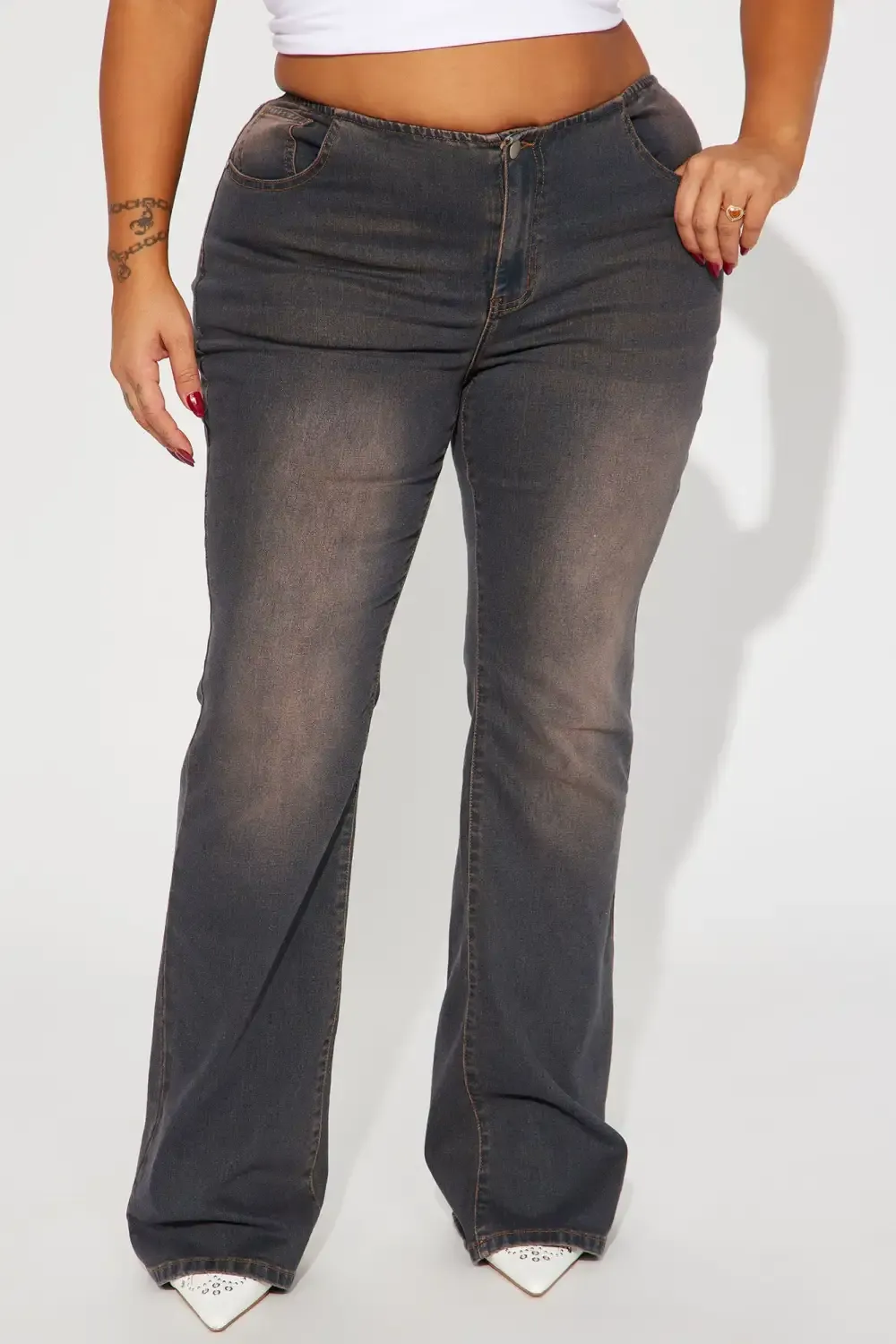 Friends Forever Tinted Stretch Flare Jeans - Dark Wash