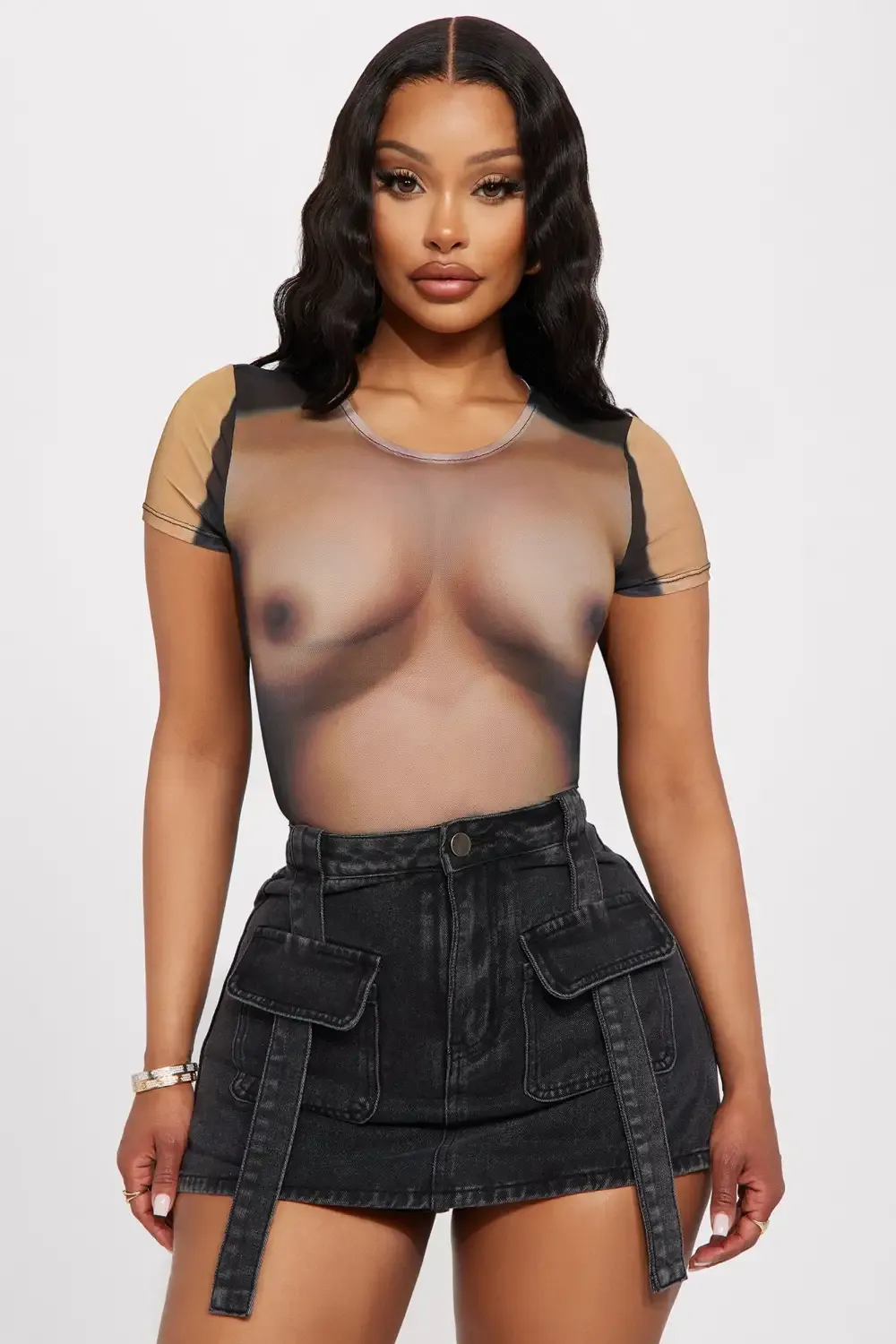 Lust For You Short Sleeve Bodysuit - Brown/combo