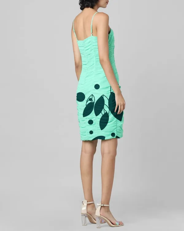 Light Green Spaghetti Strap Ruched Dress