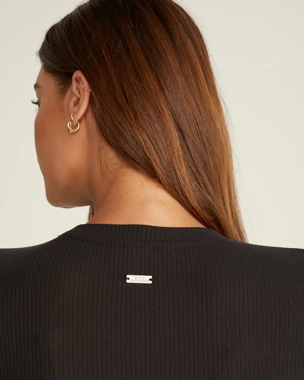 Rib Long Sleeve Split Hem Dress