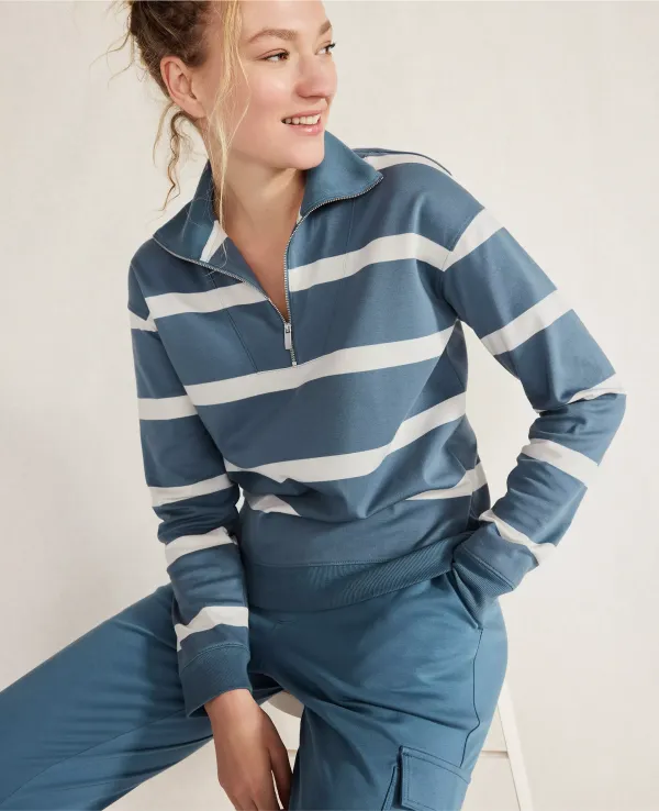 Haven Well Within Organic Cotton Interlock Striped Quarter Zip