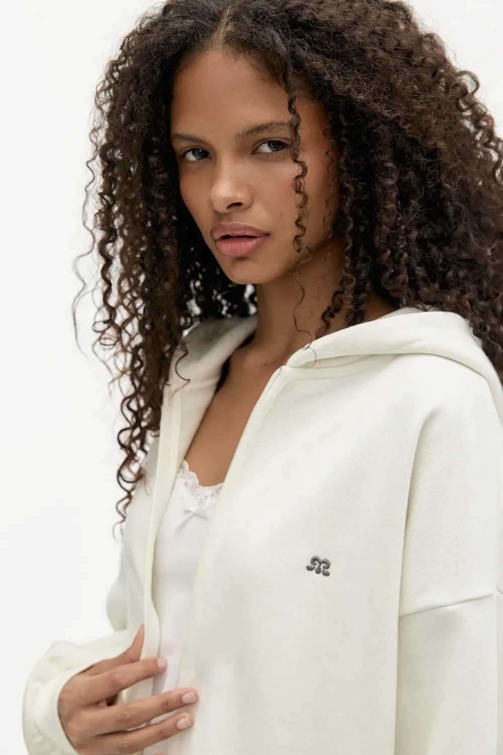 Sudadera capucha cremallera flor