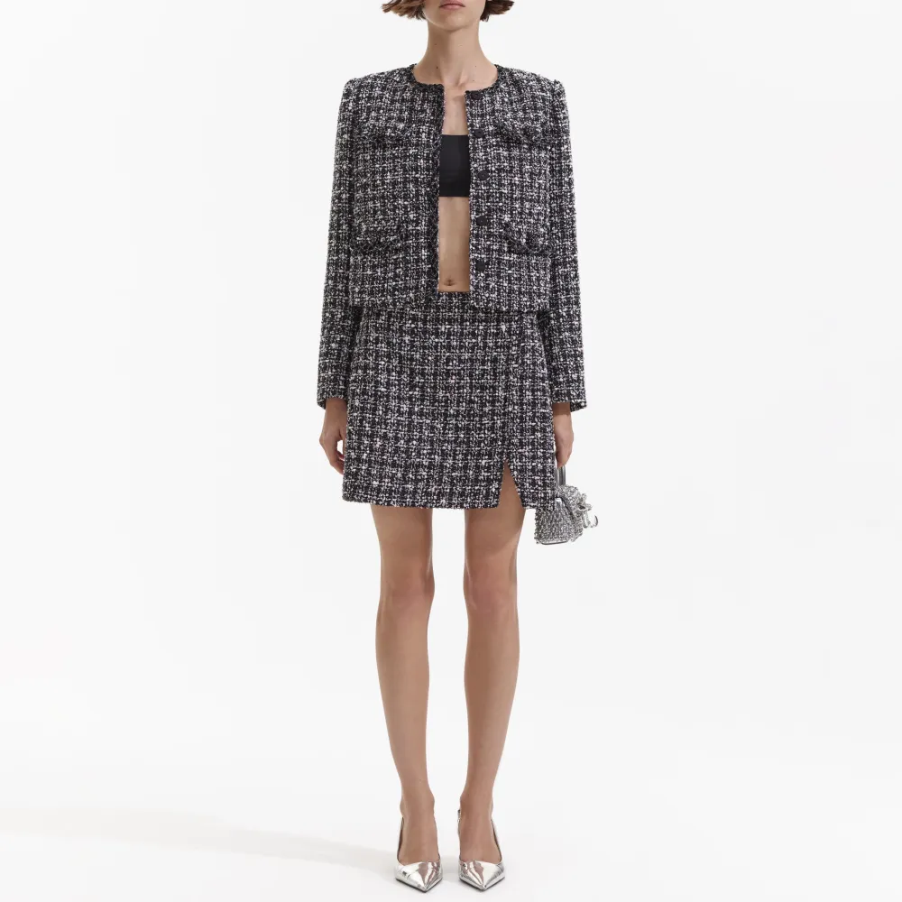 Black Check Boucle Jacket