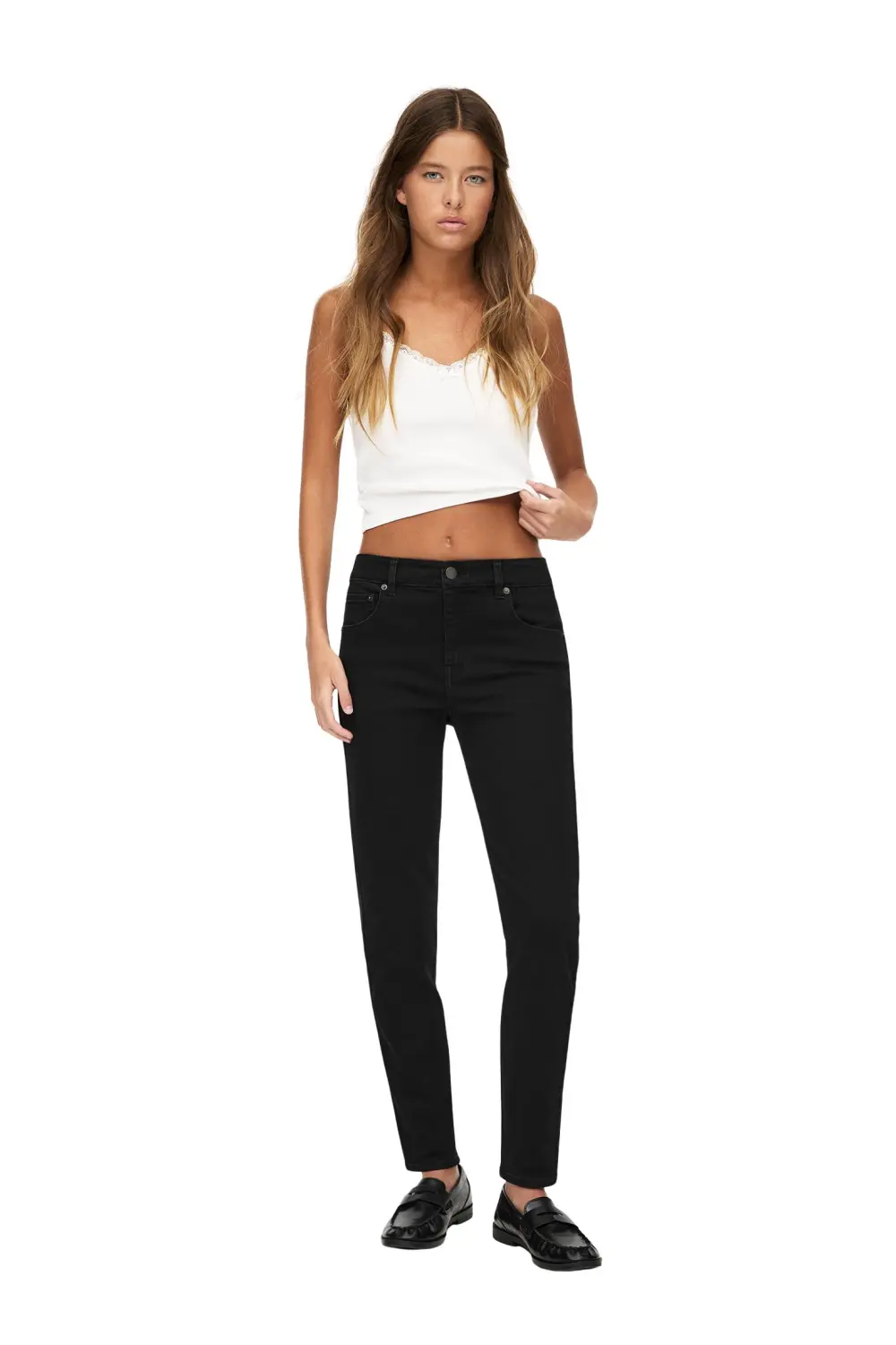 Jeans skinny tiro medio