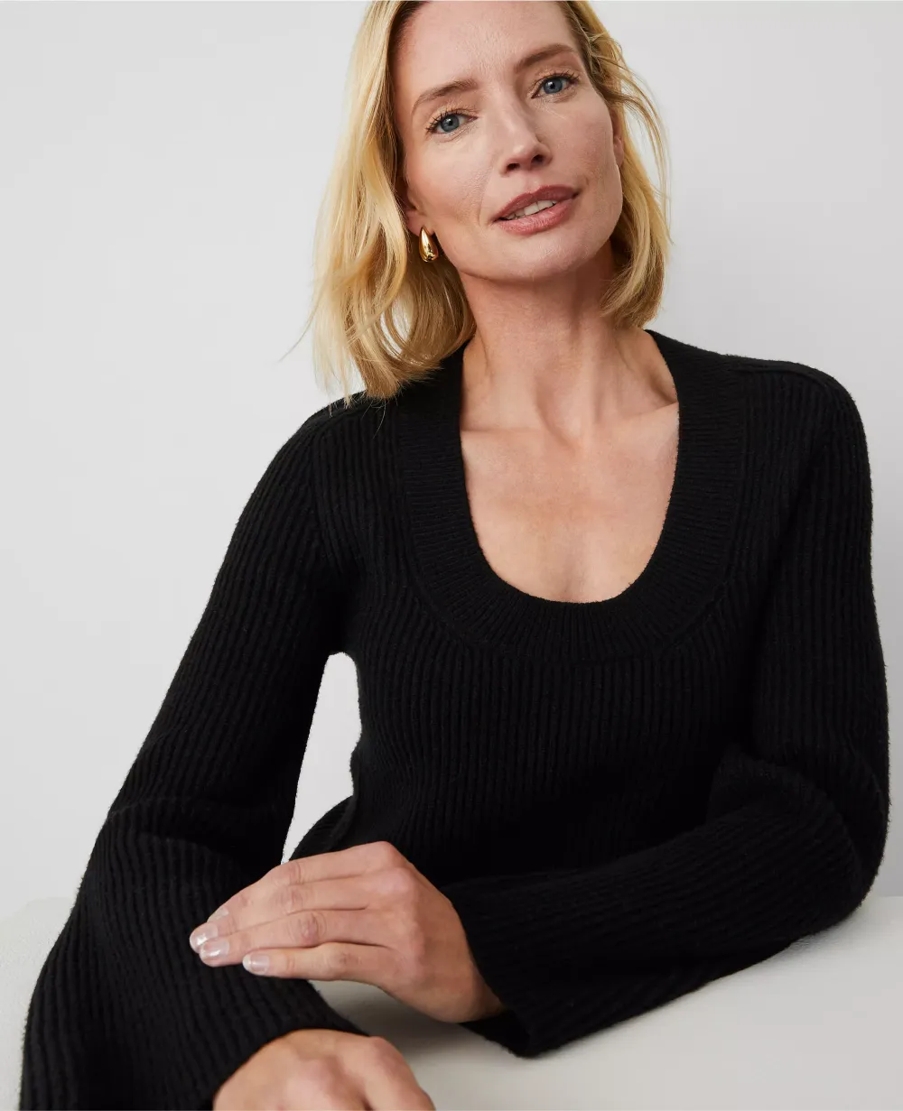 Ribbed Scoop Neck Sweater