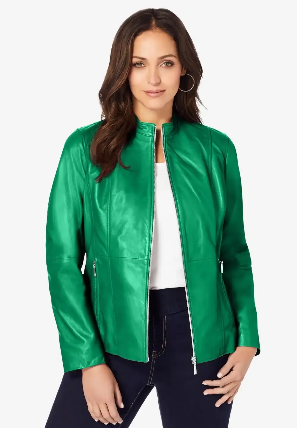 Zip Front Leather Jacket