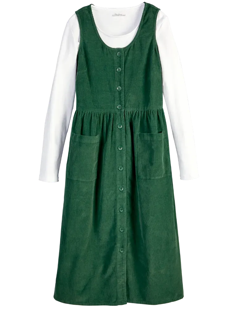 Button-Front Cotton Corduroy Jumper