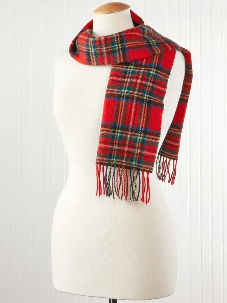 Irish Plaid Lambswool Scarf for Men and Women