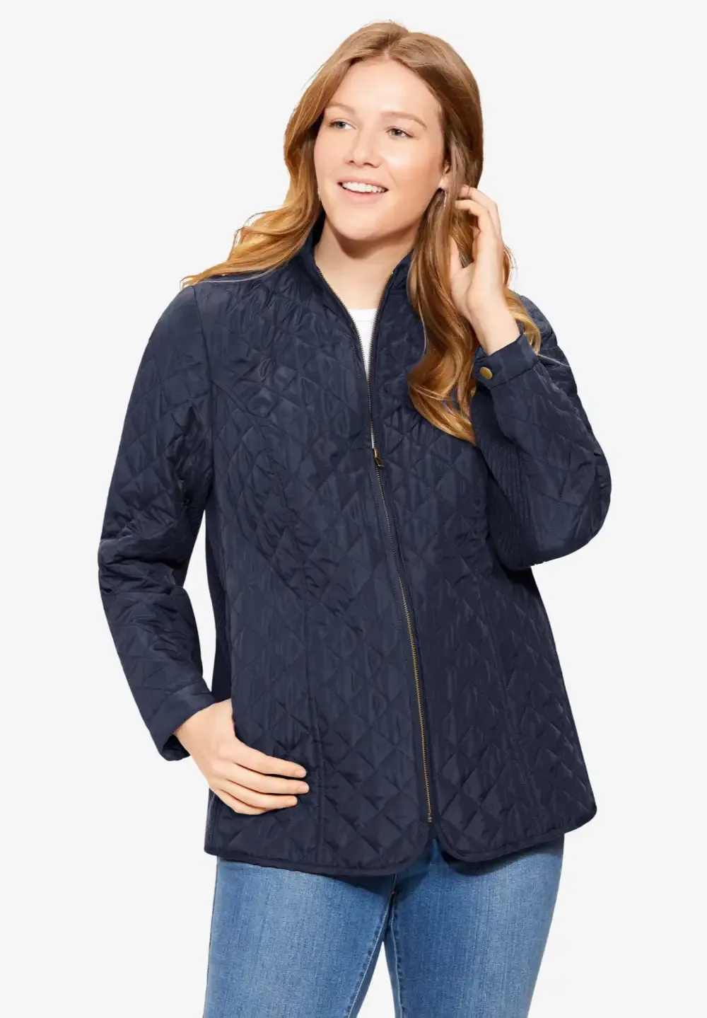 Zip-Front Quilted Jacket