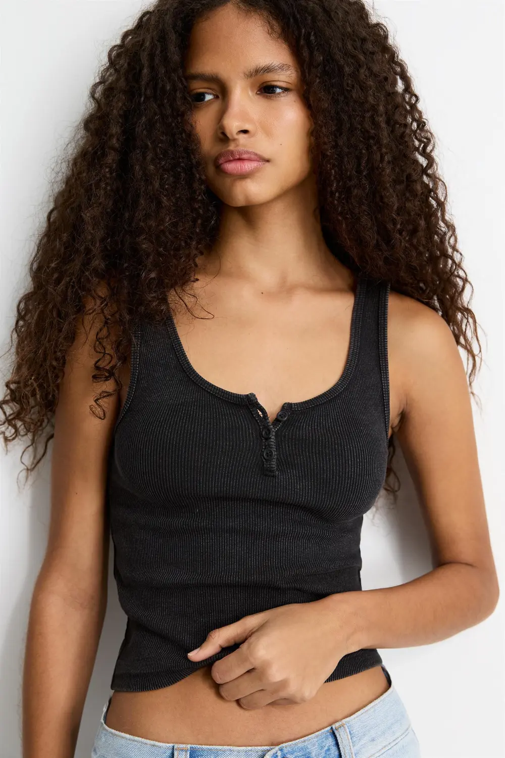 Strappy top with buttons