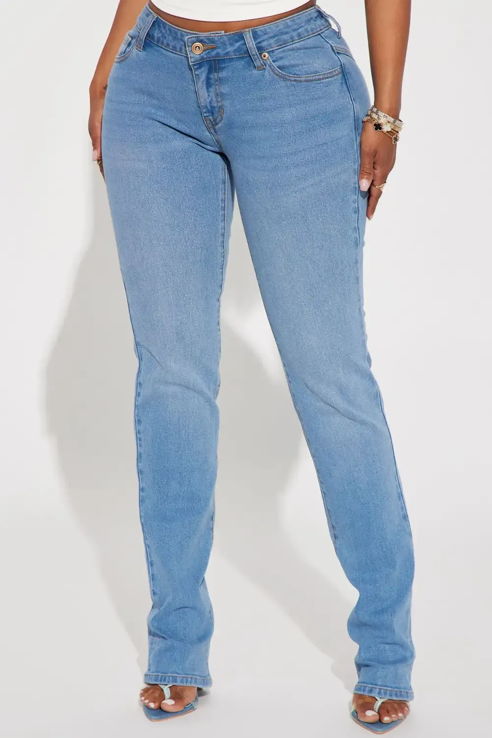 You Got It Low Rise Stretch Slim Straight Leg Jean - Medium Wash