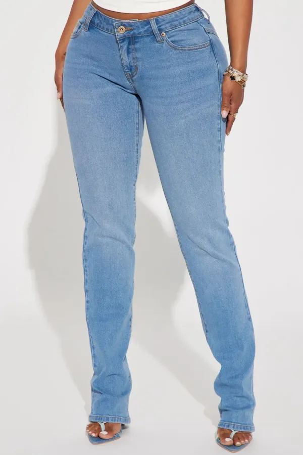 You Got It Low Rise Stretch Slim Straight Leg Jean - Medium Wash