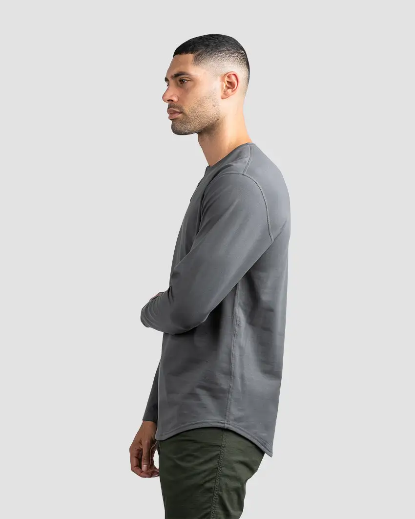 Henley Drop-Cut Long Sleeve: Lux