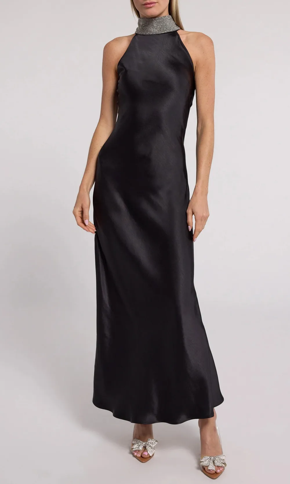 Riella Crystal Halter Maxi Dress