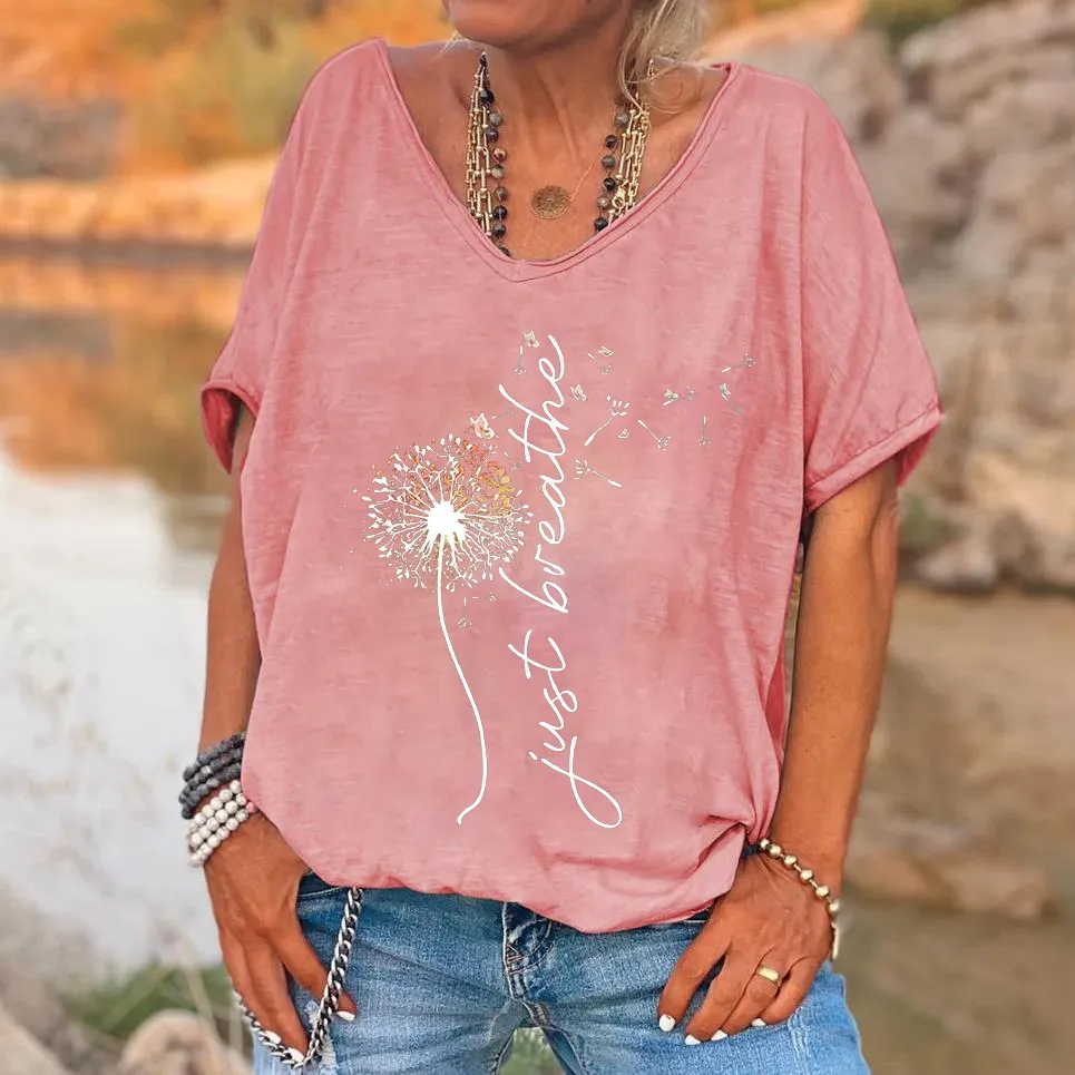 Custompupshirt Just Breathe Printed Women's T-shirt