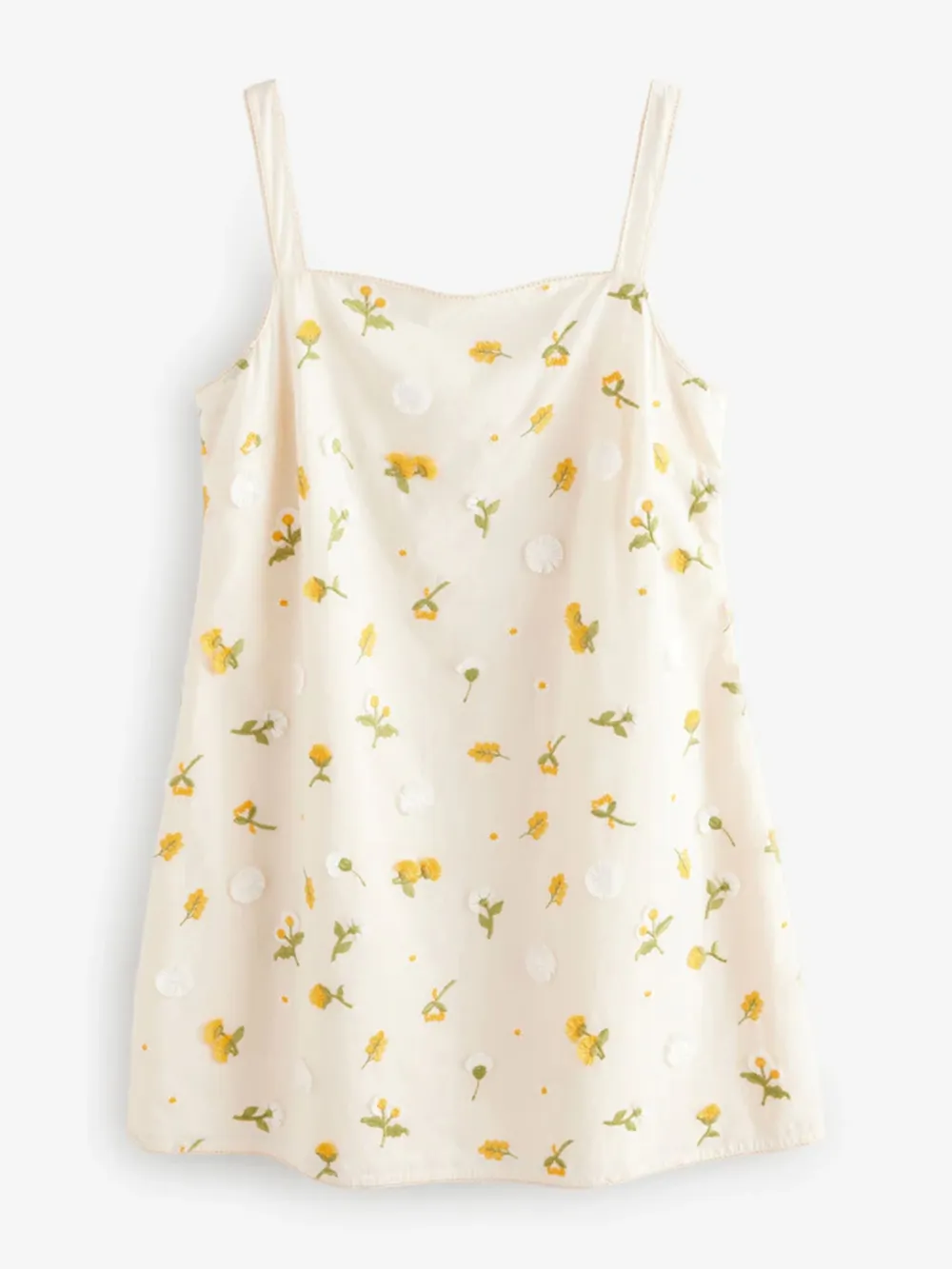 Gentle Yellow Floral Embroidered Slim Dress