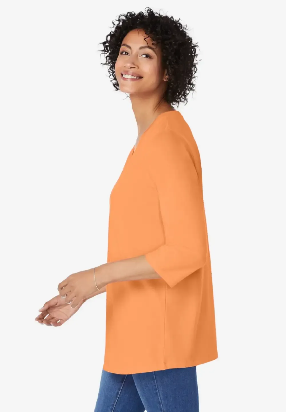 Perfect Three-Quarter Sleeve V-Neck Tunic