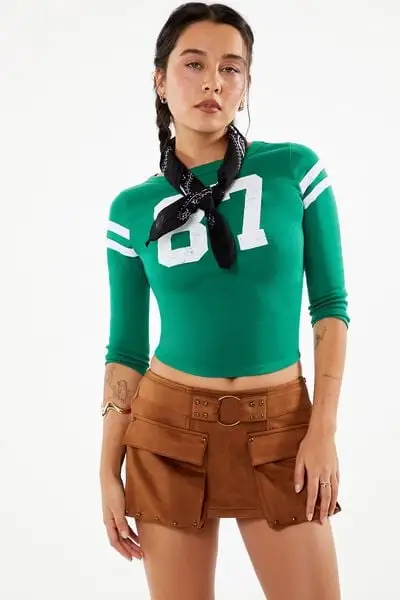 Striped 87 Graphic Cropped Tee