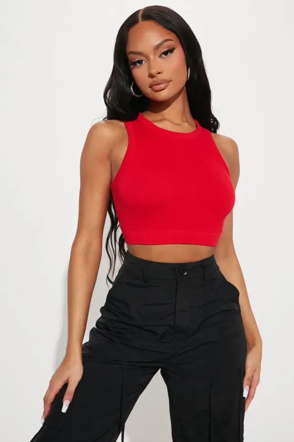 Jackie Seamless Crop Top - Red