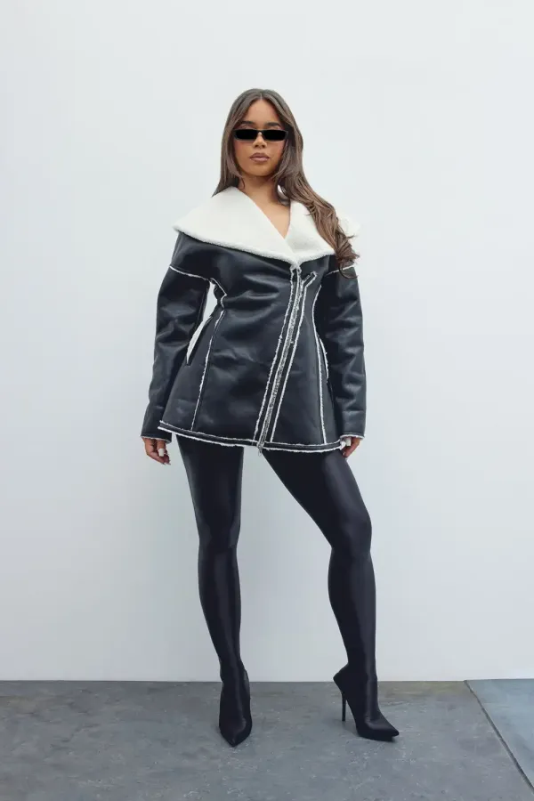 Miss Popular Shearling Jacket - Black