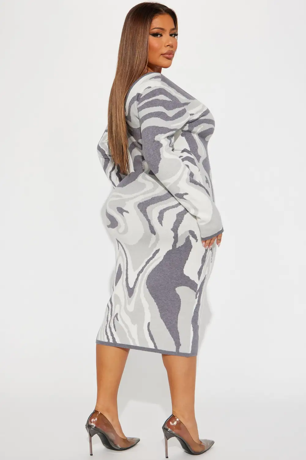 Shayla Sweater Midi Dress - Charcoal/combo