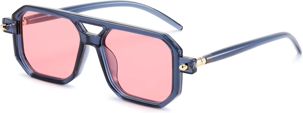FEISEDY Vintage Square 70s Flat Aviator Sunglasses Women Men Classic Retro Stylish Frame UV400 Sunglasses B2622